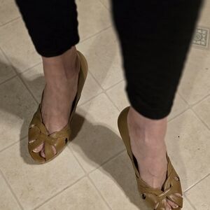 Charlotte Russe Brown Peep-Toe Wedges